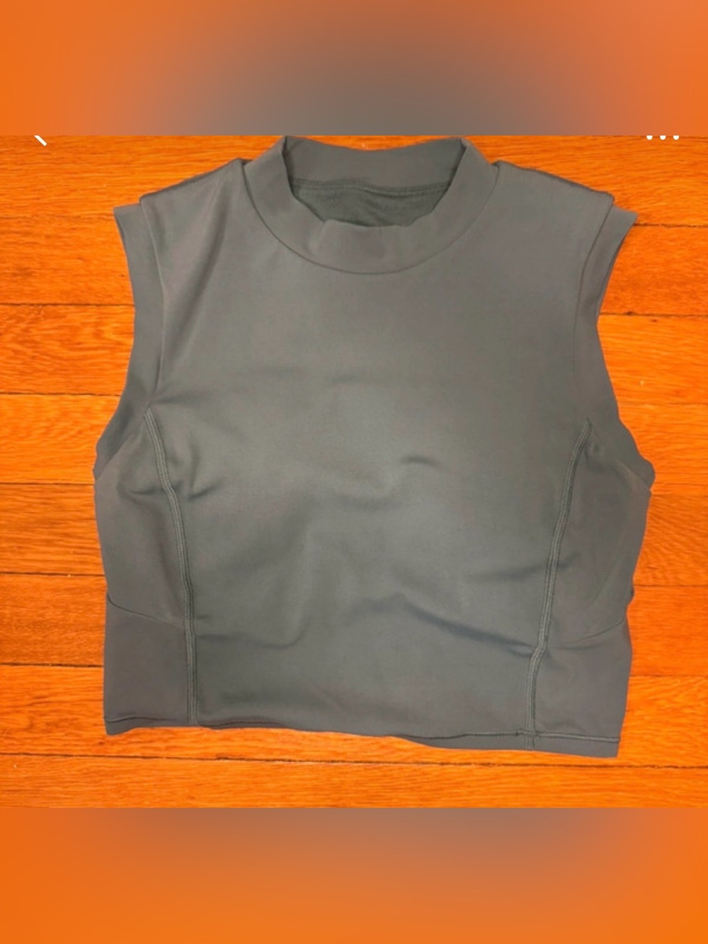 Sleeveless Mock Neck Crop Top - blue grey color